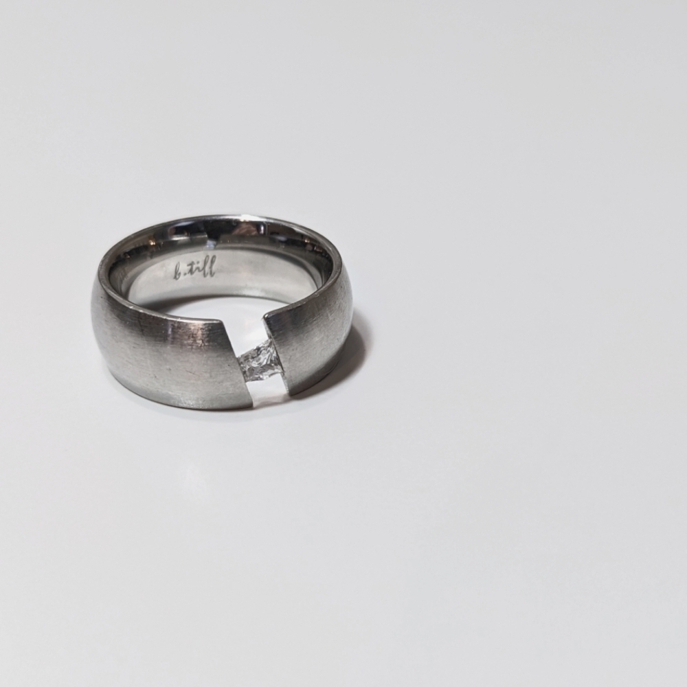 Princess Cut Extra Wide B. Tiff Surgical Stainless Steel Ring